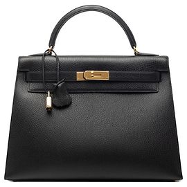 Borsa Kelly Hermès in pelle Ardennes nera Nero
