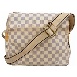 Sac à épaule Naviglio Damier Azur Louis Vuitton Blanc