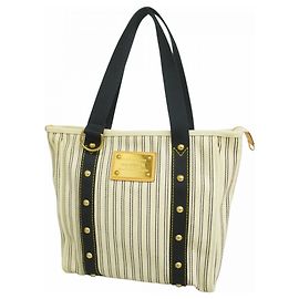 Louis Vuitton Antigua Cabas MM Tote Bag Cream Navy blue