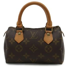 Louis Vuitton Monogram Mini Speedy Handbag Pouch Brown