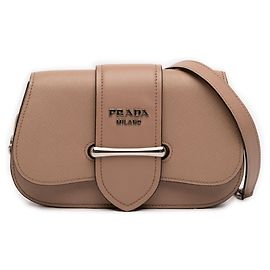 Bolsa transversal Sidonie em couro Saffiano marrom e couro de cidade da Prada Marrom Carne