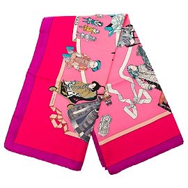 Lenço de seda Hermès Hello Dolly rosa 90 Rosa