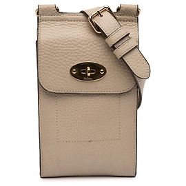 Mini Crossbody Antony em couro de bezerro granulado bege da Mulberry Bege