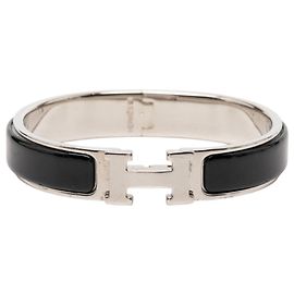 Pulsera PM Clic H de esmalte negro estrecho Hermès Negro
