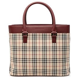 Burberry Beige House Check Canvas Tote Beige