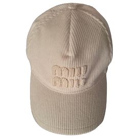 Miu Miu Corduroy Baseball Cap Beige