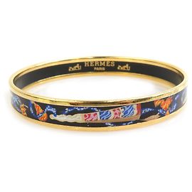 Pulseira de bangles de esmalte e metal Hermès Preto Multicor Dourado