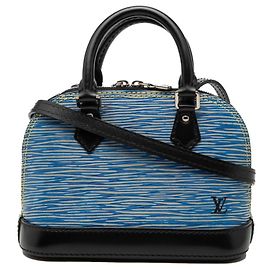 Louis Vuitton Epi Denim Nano Alma Handbag Black Blue