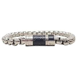 Louis Vuitton Eclipse Monogram Chain Bracelet Silvery Metallic