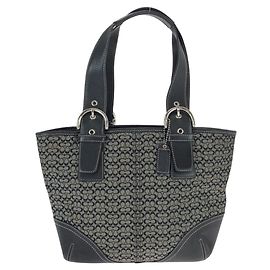 Coach Mini Signature Canvas Leather Handbag Black