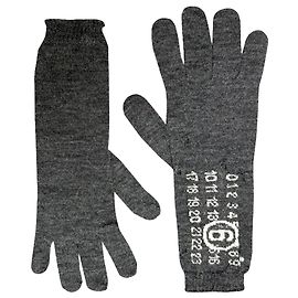 Maison Martin Margiela Wollhandschuh mit Zahlenlogo Dunkelgrau Grau