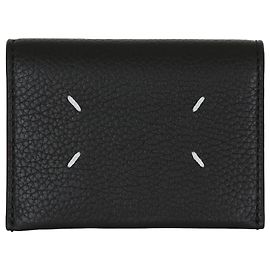 Maison Martin Margiela Logo Stitch Geldbörse Schwarz Leder Schwarz