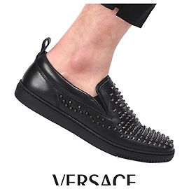 Versace Metal Stud Slip-on Black