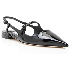 Jimmy Choo Patent Leather Didi Slingback Flats - Size 7.5 / 37.5 Black