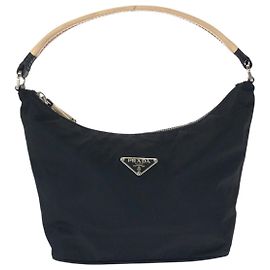 Bolsa de mão Prada em nylon com placa de logo Preto