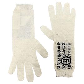 Maison Martin Margiela Luvas de lã com logo número Maison Margiela Branco