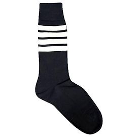Thom Browne Lightweight Cotton Mid-calf Socks With Three Stripes Navy Blue