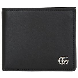 Gucci Cartera de cuero negra Gg Marmont Negro