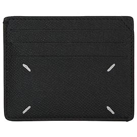 Maison Martin Margiela Stitched Card Holder Black Leather Black