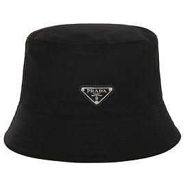 Prada Metal Logo Re-nylon Black Bucket Hat Black