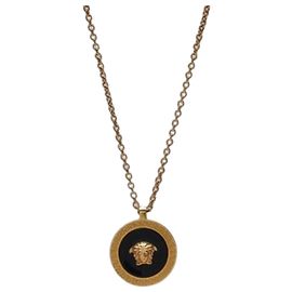 Versace Collier Pendentif Méduse Noir Noir