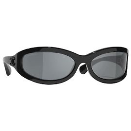 Gafas de sol ovaladas negras Chanel Negro