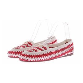 Prada Sapatilhas de crochê brancas e vermelhas Vermelho