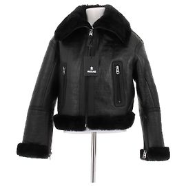 Mackage Bombardeiro preto de couro e pelagem Preto