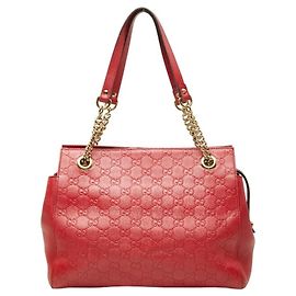 Bolsa Tote Gucci Guccissima Chain Vermelho