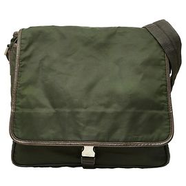 Borsa Messenger Prada Tessuto Marrone Verde Cachi