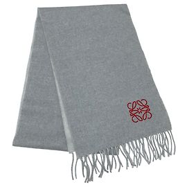 Sciarpa in cashmere e lana Loewe Anagram Grigio