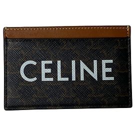 Céline Tarjetero de cuero Celine Triomphe Castaño
