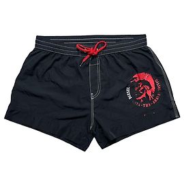 Diesel Schwarze Badehose mit rotem Logo Schwarz