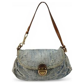 Borsa mini Pleaty in denim Monogram Louis Vuitton Blu