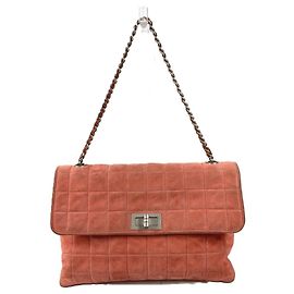 Sac à épaule en daim rose Chanel 2.55 Rose