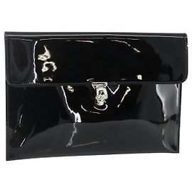 Autre Marque Alexander McQueen Clutch Bag Patent leather Black Silver Auth 176104A Black Silvery