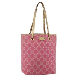 Céline CELINE Paris Macadam Canvas Tote Bag Denim Pink Gold Auth 175602 Pink Golden