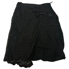 Saia A-Line de Seda Vintage Givenchy com Detalhe de Laço Preta XL Preto