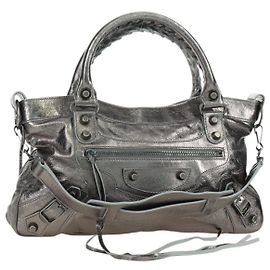 BALENCIAGA The First Hand Bag Leather 2way Silver 103208 Auth YKZ863SAM Silvery