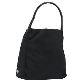 PRADA Handtasche Nylon Schwarz Silber Auth 175323 Schwarz Silber