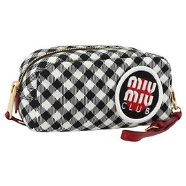 Bolso Miu Miu Nylon Blanco Negro Auth 175977A Negro Blanco