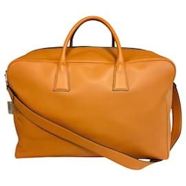 Autre Marque Aviteur Tan / Grande Borsa da Viaggio in Pelle Nubuck Cristallo Noce / Borsa da Weekend con Finiture in Palladio Cammello