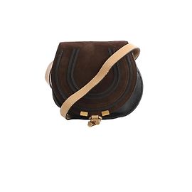 Chloé Borsa a tracolla mini Marcie in suede e pelle Chloe in marrone Beige