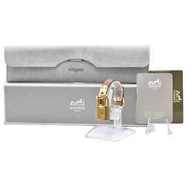 Relógio Hermès Kelly de Cadeado Ouro e Couro Marrom Marrom Dourado