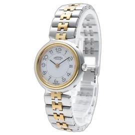 Orologio Hermès modello profilo molto elegante, in placca d'oro e acciaio inossidabile Argento D'oro