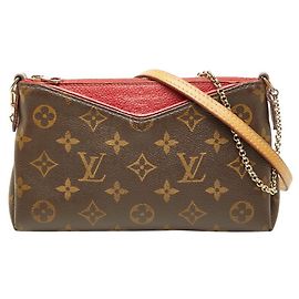 Bolsa de mão Pallas Monogram Louis Vuitton Marrom Vermelho Fuschia