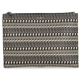 Pochette à imprimé crâne Yves Saint Laurent Noir Beige