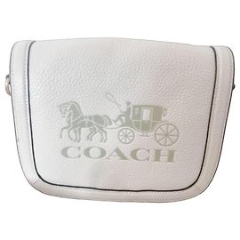 Bolsa Coach em couro de seixo creme Creme