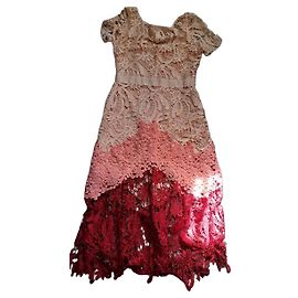 Maje Spitzenkleid Rosa und Dunkelrot Pink Bordeaux