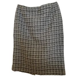 Cerruti 1881 Saia lápis ajustada até o joelho Preto Branco Cinza antracite